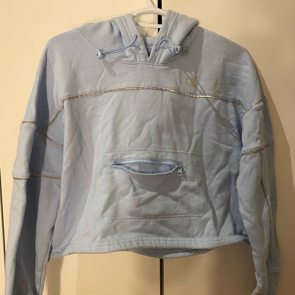 Baby Blue Champion Crop Hoodie